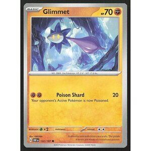 Glimmet 122/197  Pokemon Obsidian Flames Fighting Common Nintendo TCG 2023 MP